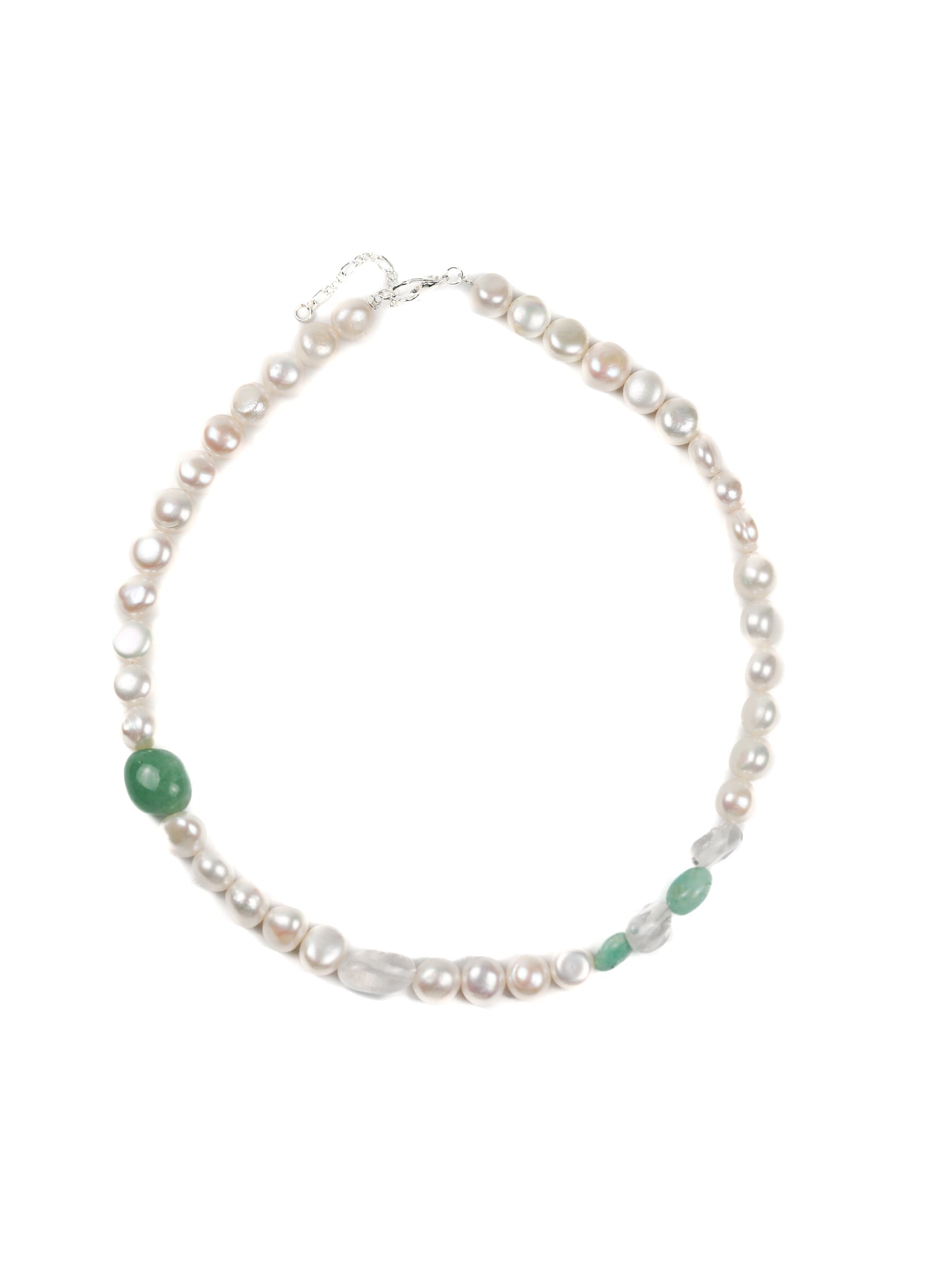 Necklace: Amazonite, Aventurine, Clear Quartz, Pearl