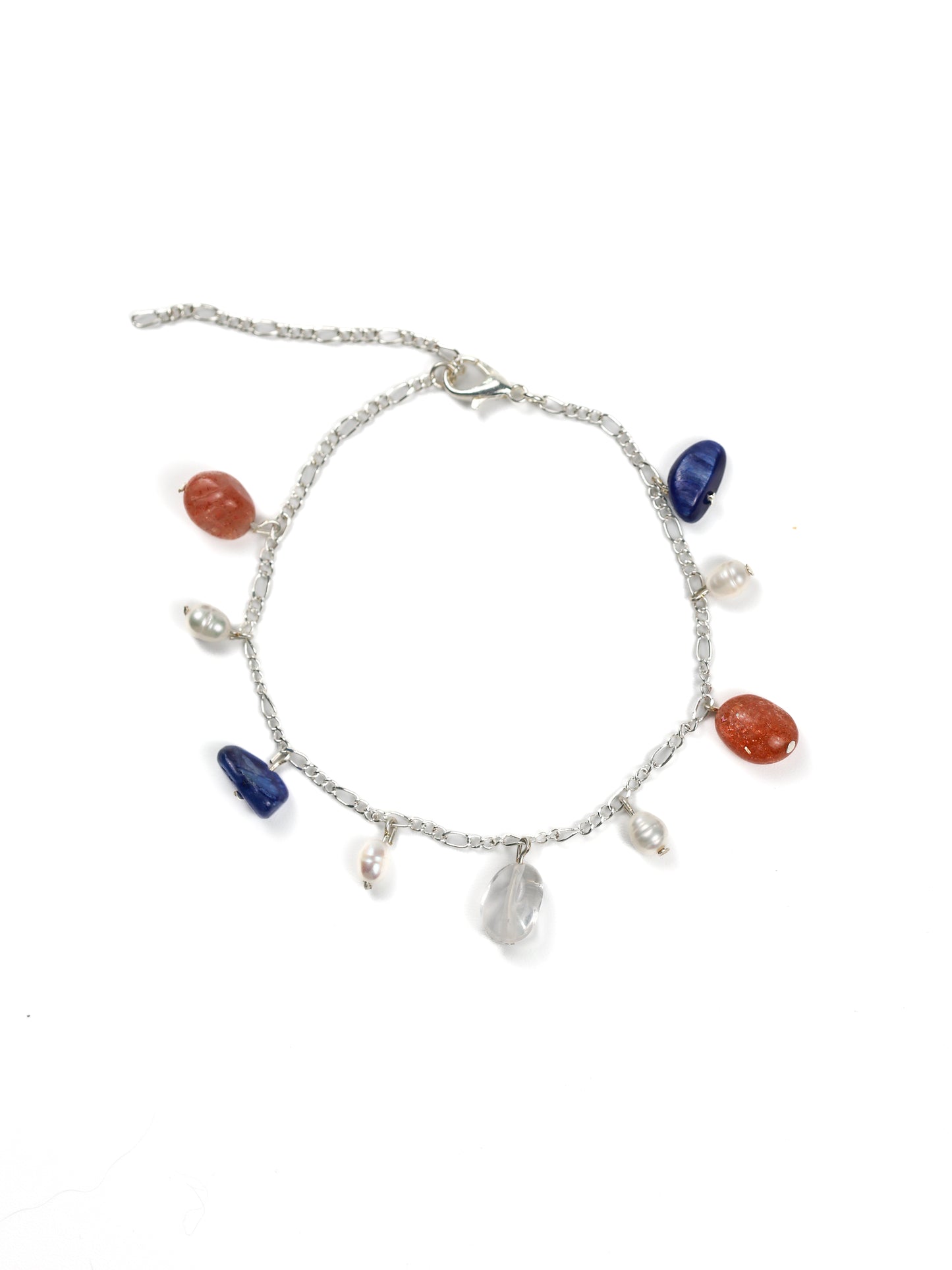 Anklet: Kyanite, Sun Stone, Clear Quartz, Pearl