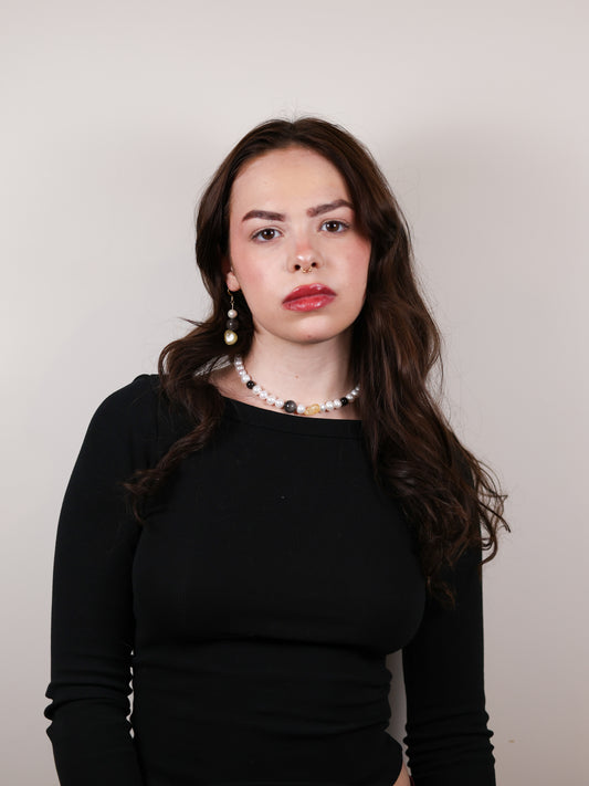 Glow Within Earring: Citrine, Black Obsidian