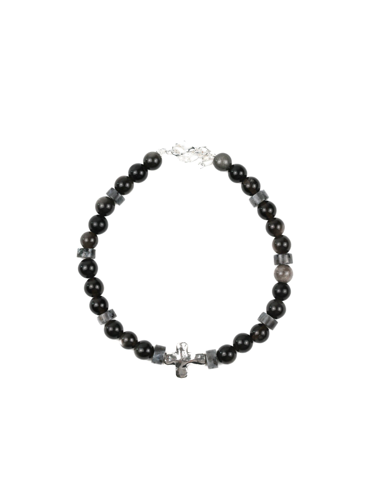 Men's Bracelet: Black Obsidian, Labradorite