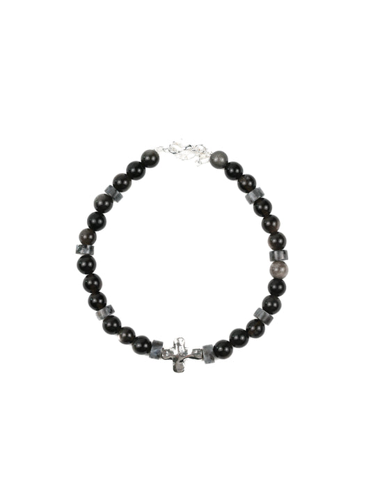 Men's Bracelet: Black Obsidian, Labradorite