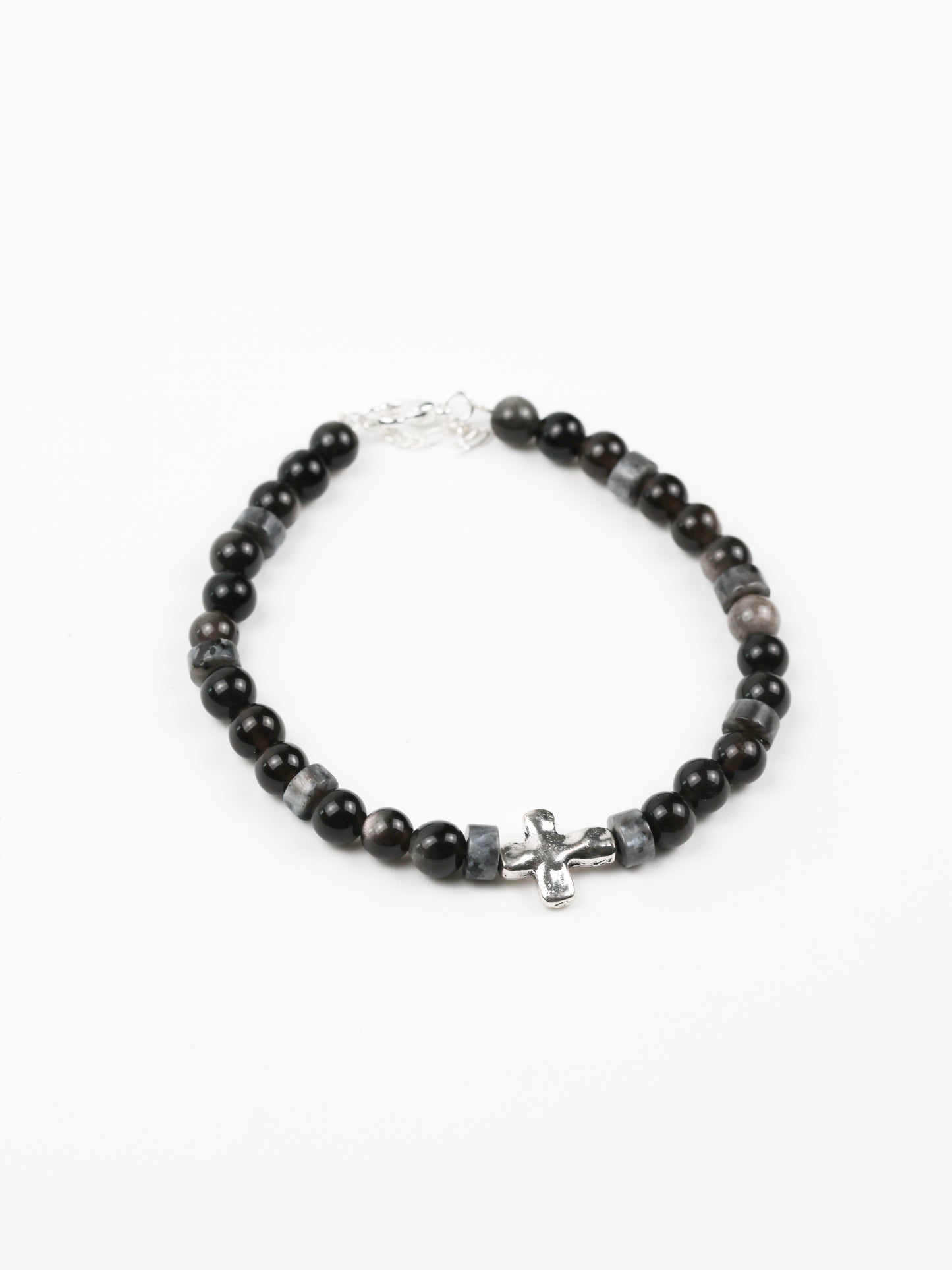 Men's Bracelet: Black Obsidian, Labradorite