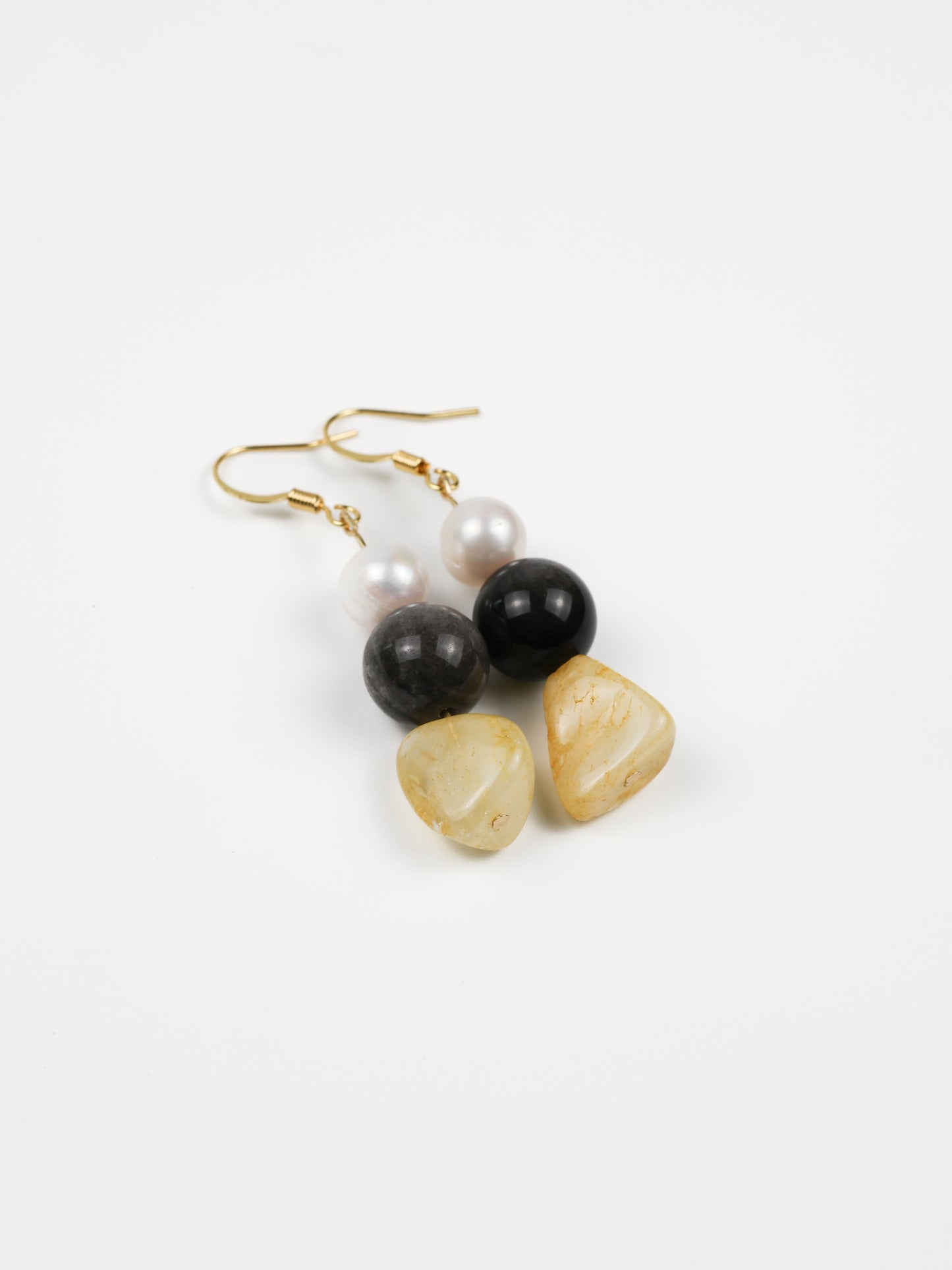 Glow Within Earring: Citrine, Black Obsidian