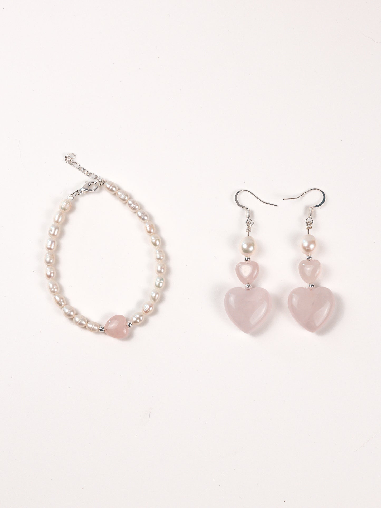 Heartstrings Earring: Rose Quartz, Pearl