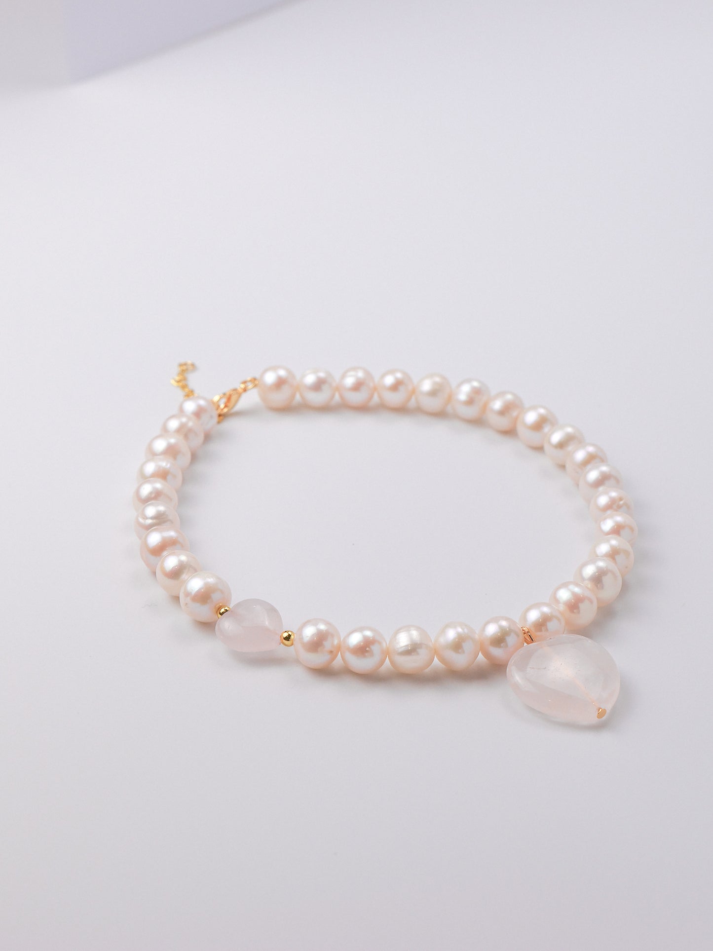 Heartstrings Necklace: Rose Quartz, Pearl