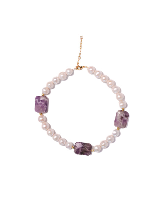 Stillness Necklace: Amethyst, Pearl