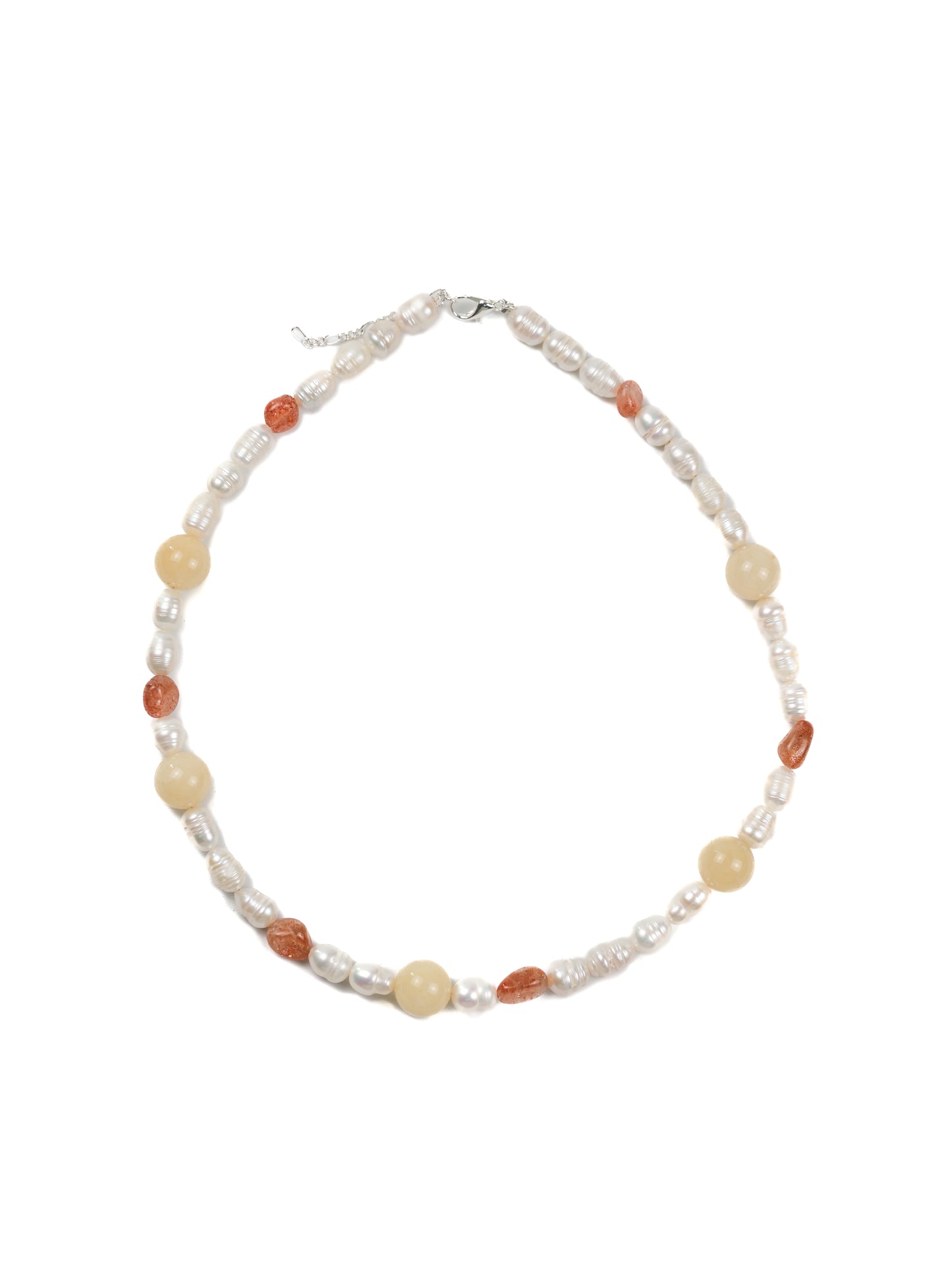 Necklace: Yellow Agate, Sunstone, Pearl