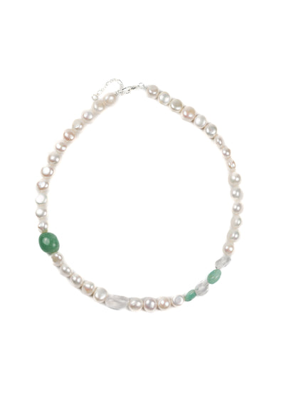 Necklace: Amazonite, Aventurine, Clear Quartz, Pearl