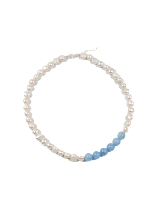 Necklace: Aquamarine, Pearl