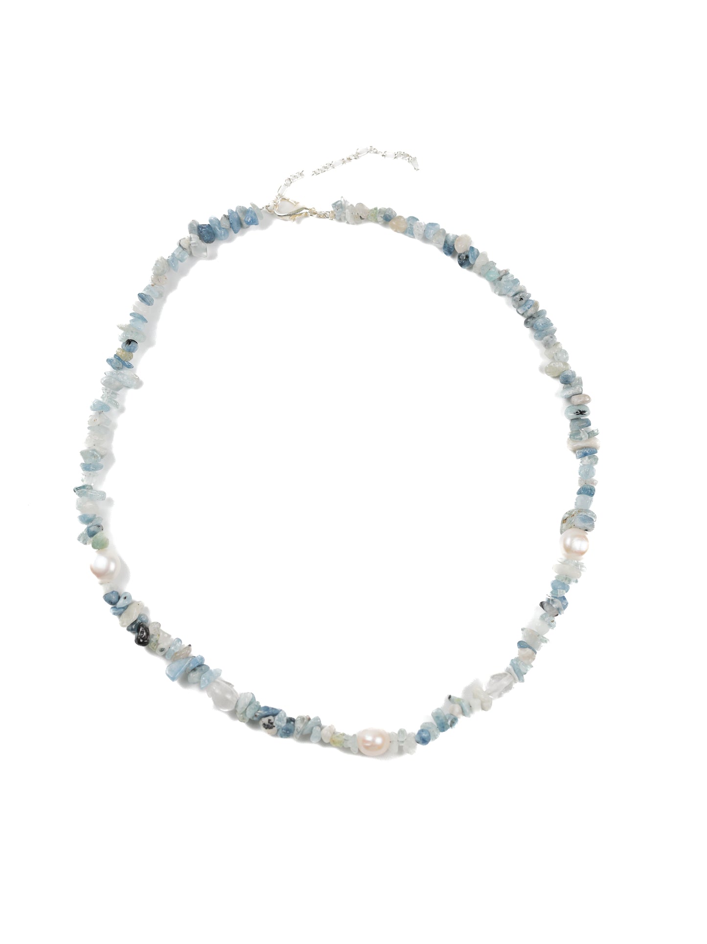 Necklace: Aquamarine, Clear Quartz, Pearl