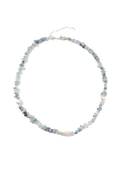 Necklace: Aquamarine, Clear Quartz, Pearl