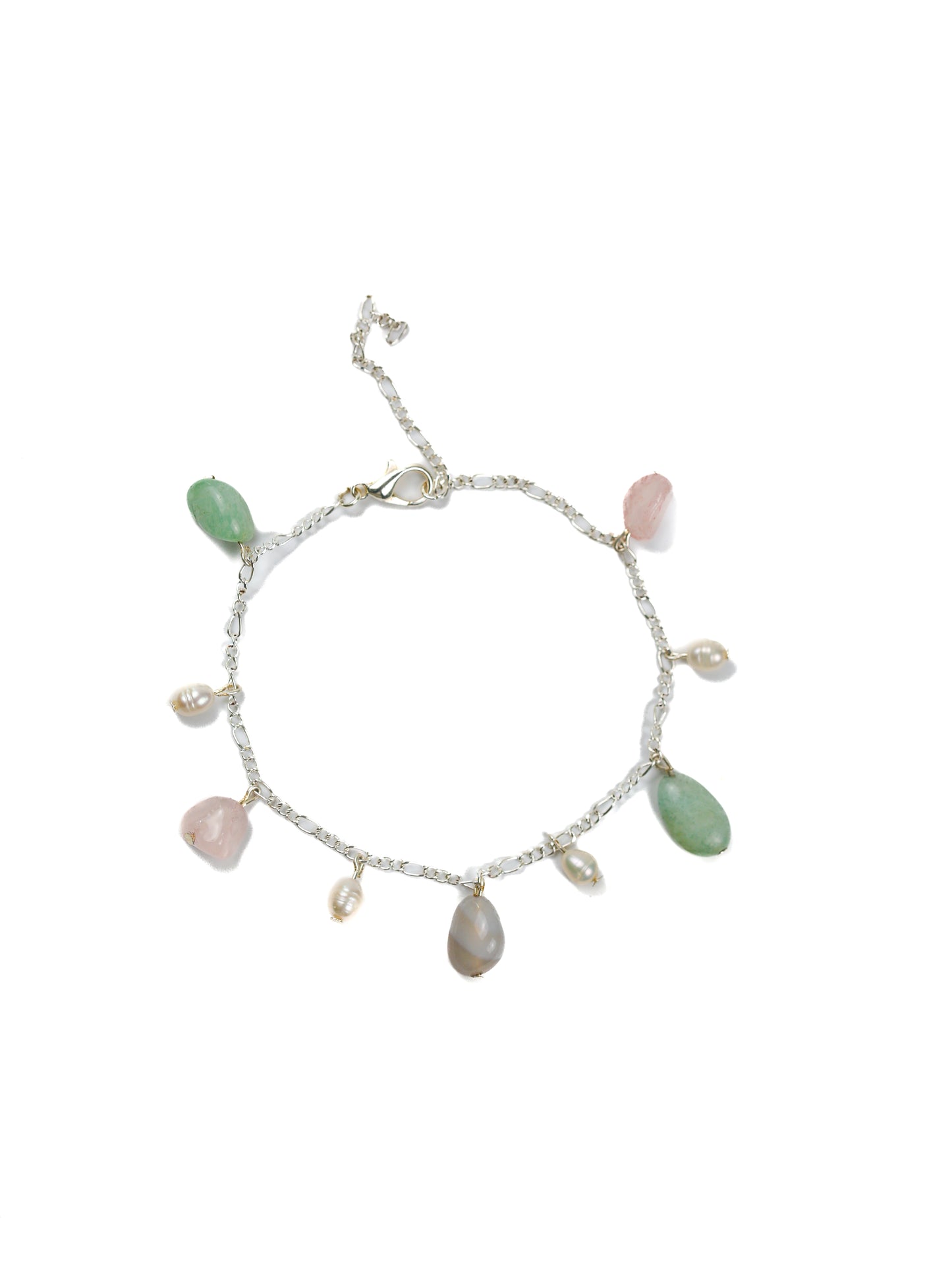 Anklet: Rose Quartz, Amazonite, Botswana Agate, Pearl