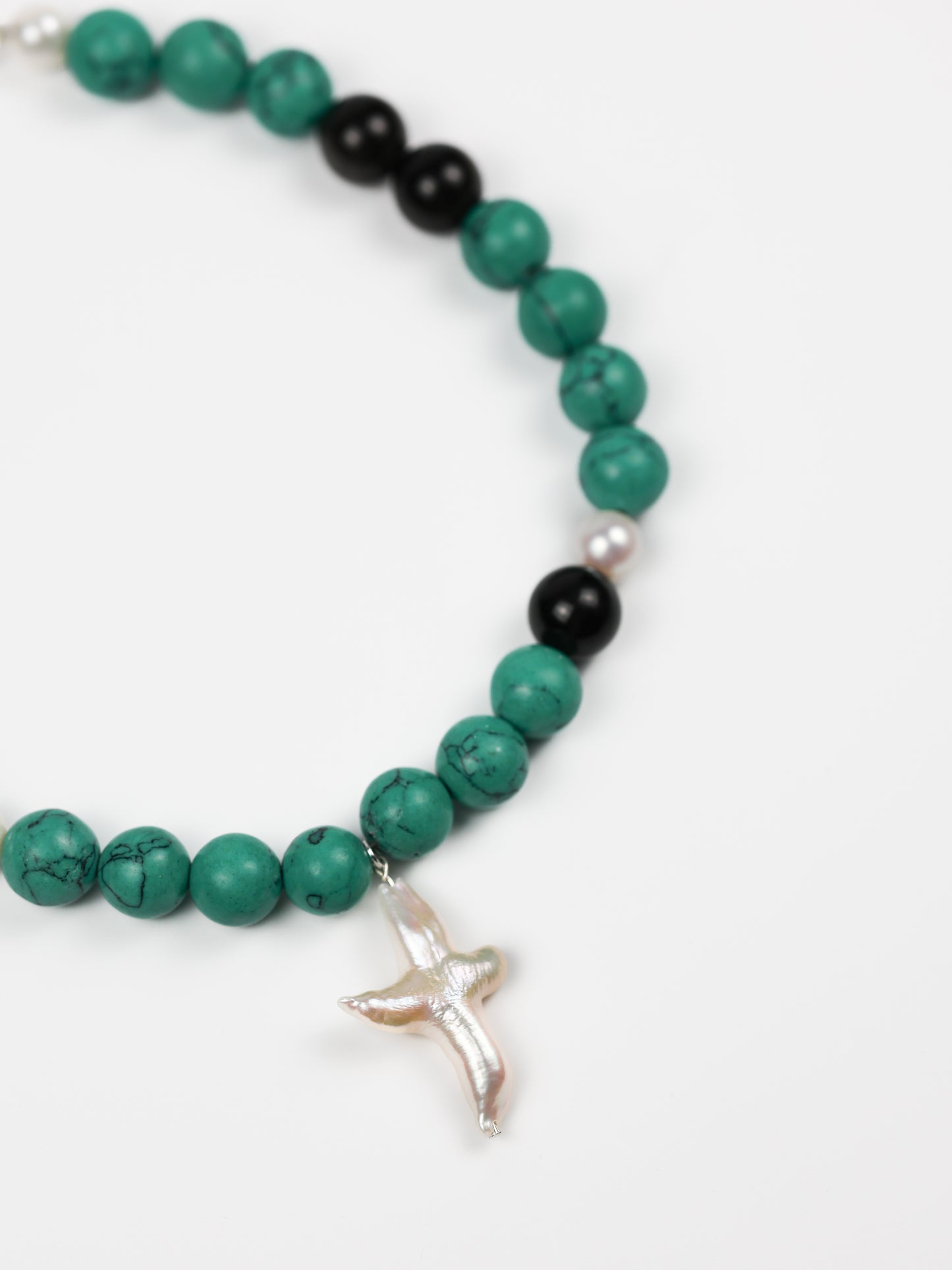 Necklace: Turquoise, Black Obsidian, Pearl