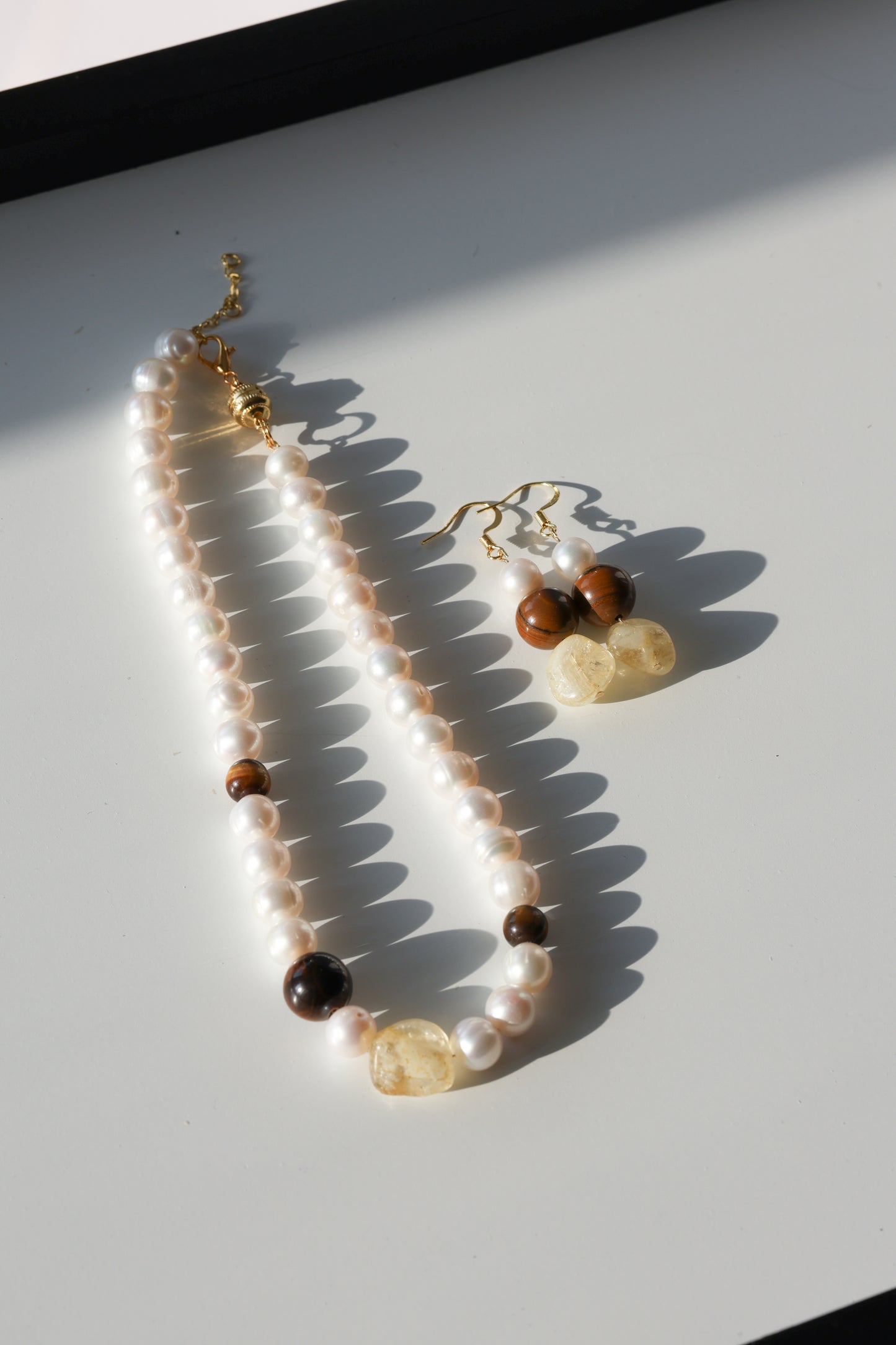 Wild Joy Earring: Tiger's Eye, Citrine