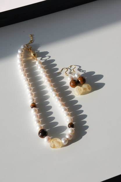 Wild Joy Earring: Tiger's Eye, Citrine