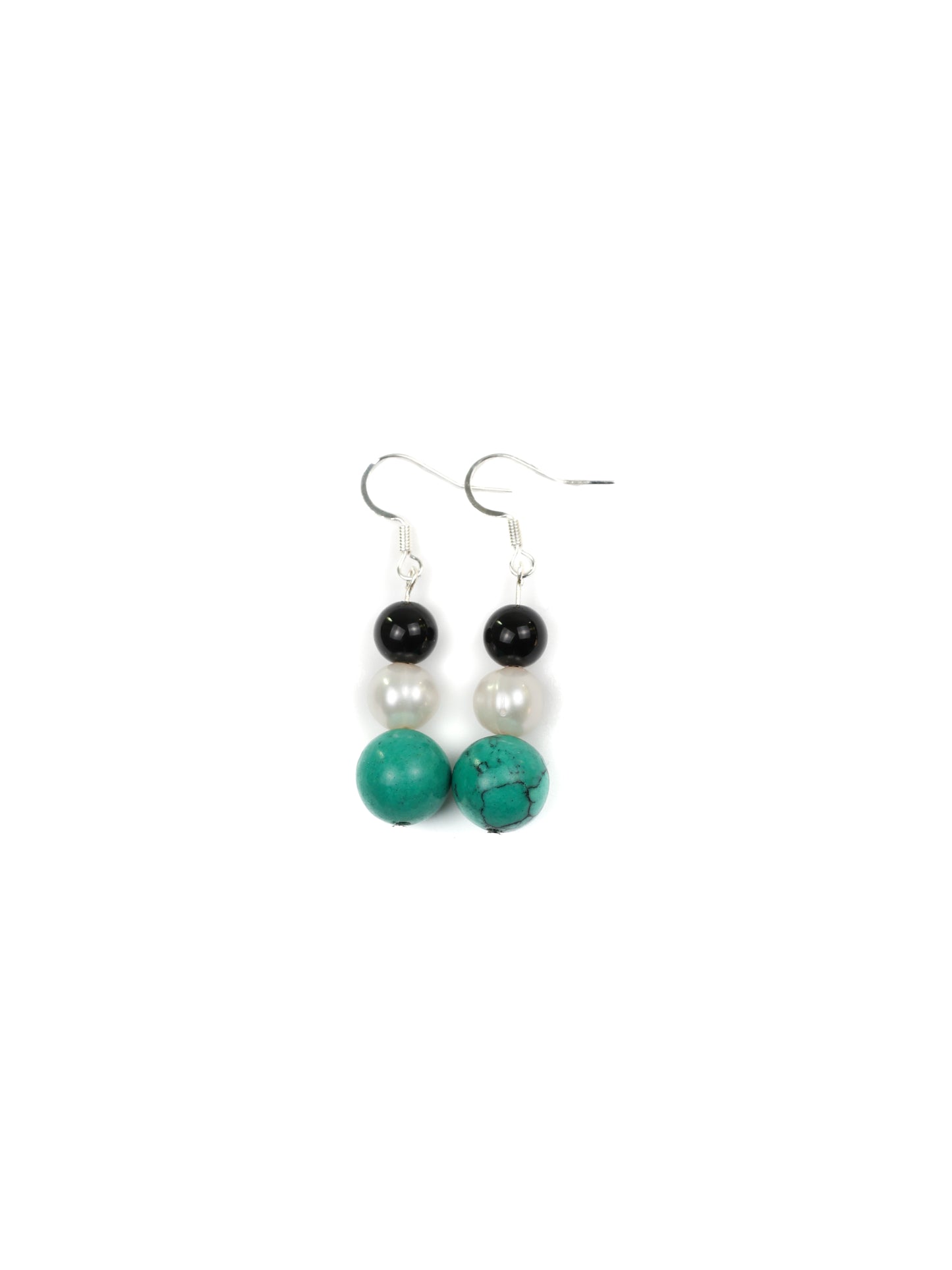 Earring: Turquoise, Black Obsidian, Pearl