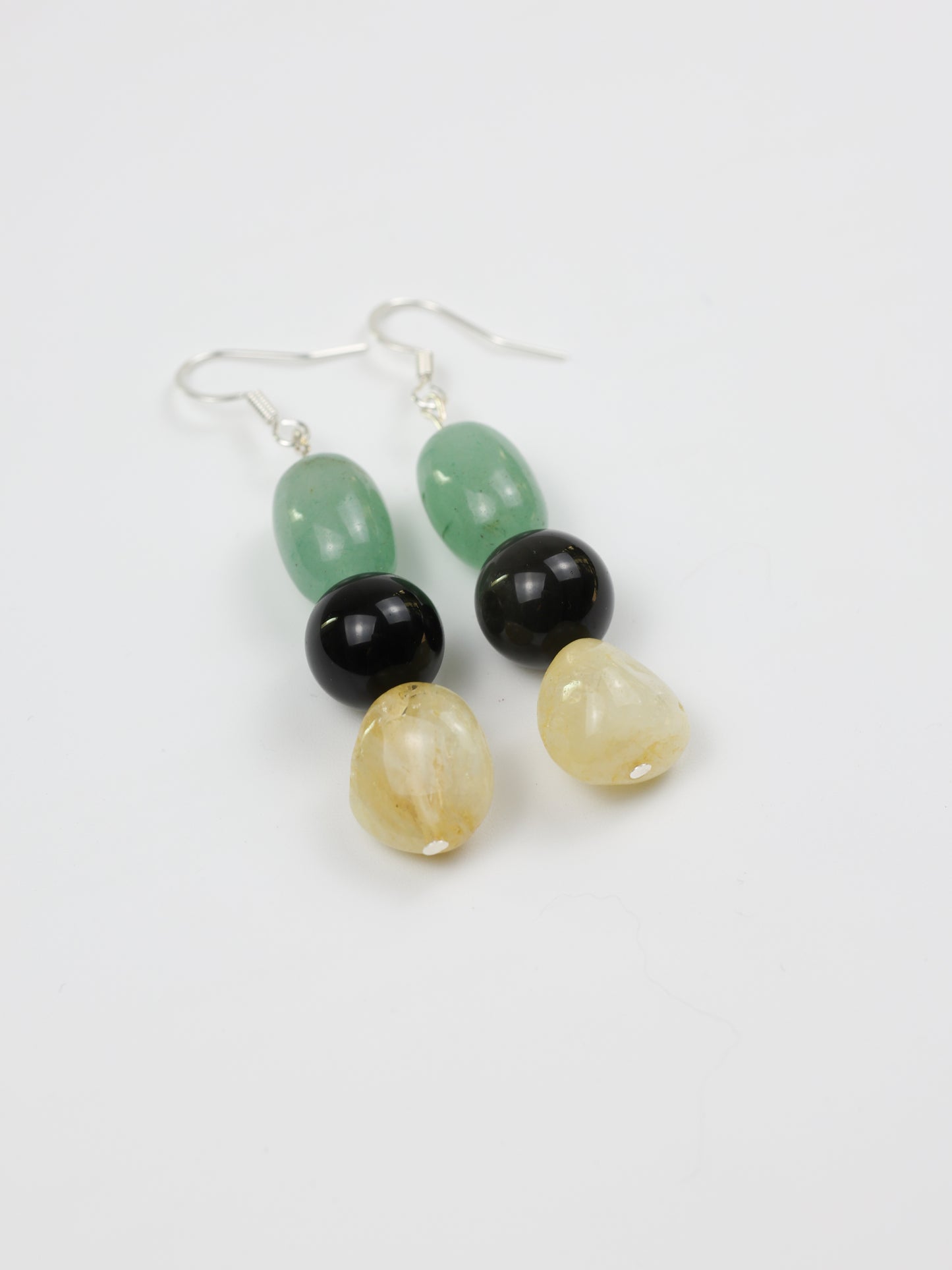 Earring: Citrine, Black Obsidian, Green Aventurine