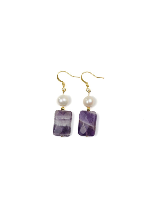 Stillness Earring: Amethyst, Pearl
