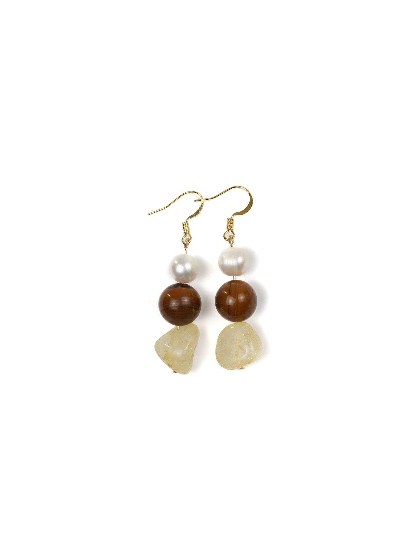 Wild Joy Earring: Tiger's Eye, Citrine