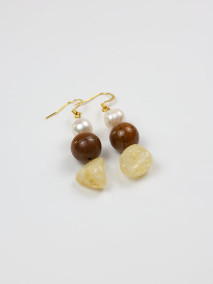Wild Joy Earring: Tiger's Eye, Citrine