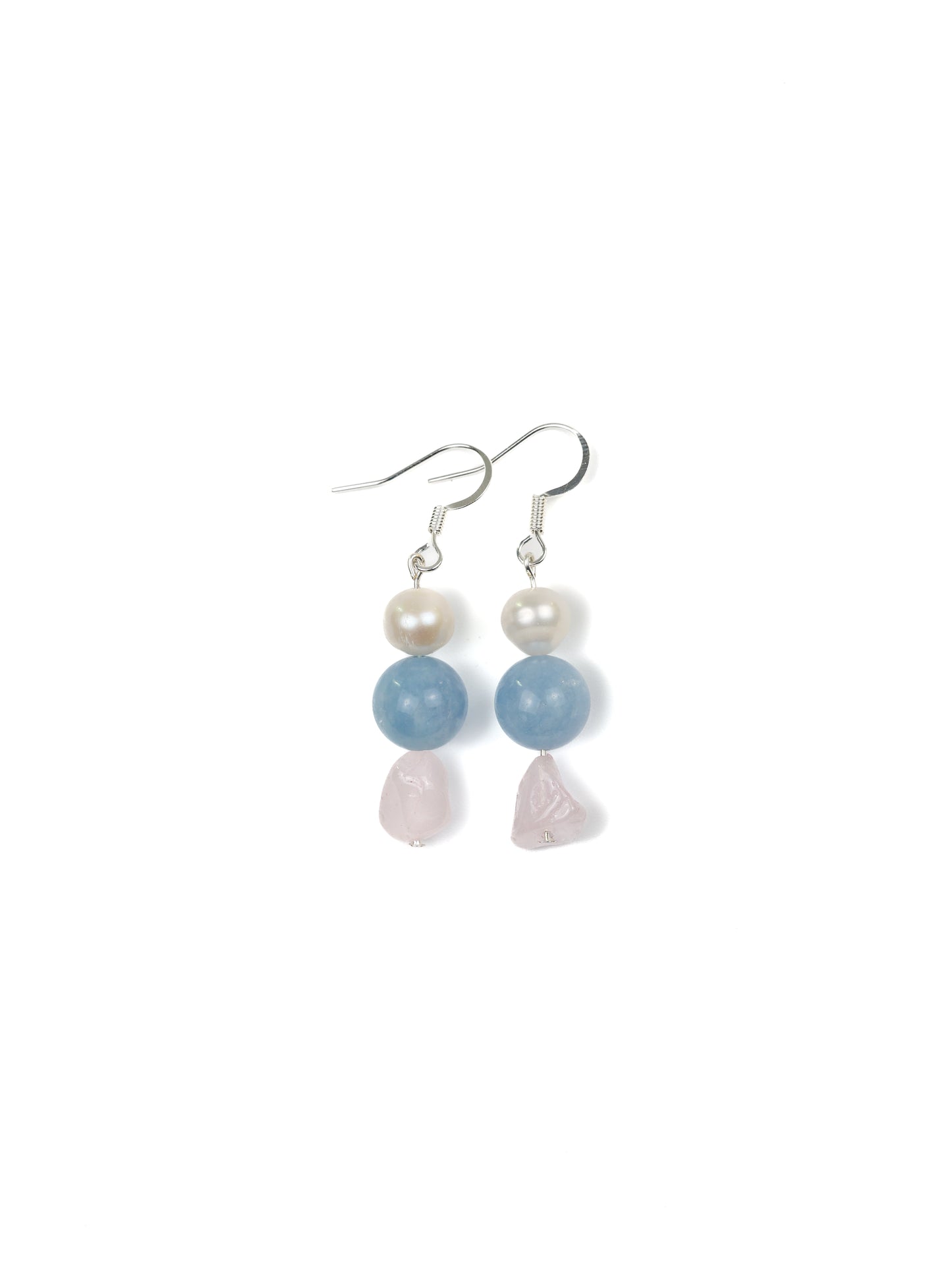 Earring: Aquamarine, Rose Quartz, Pearl