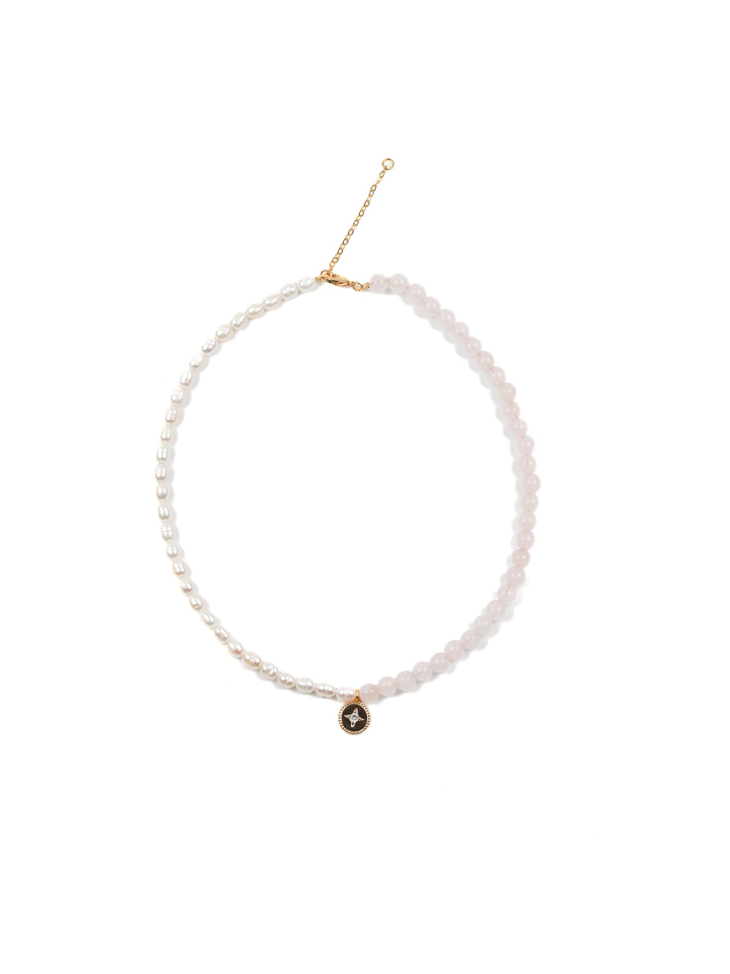 Rose Quartz/Pearl Pendant Necklace