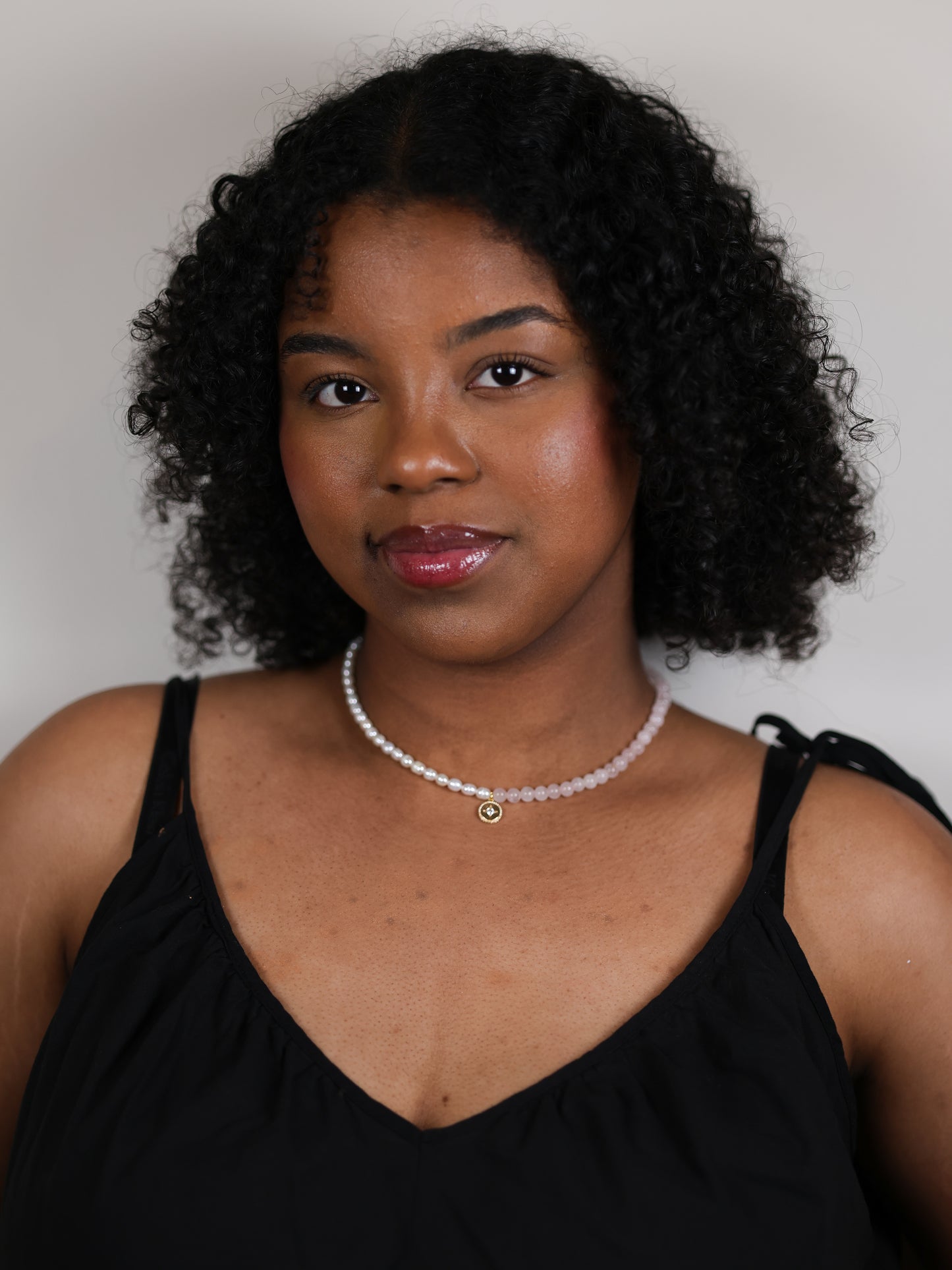 Rose Quartz/Pearl Pendant Necklace