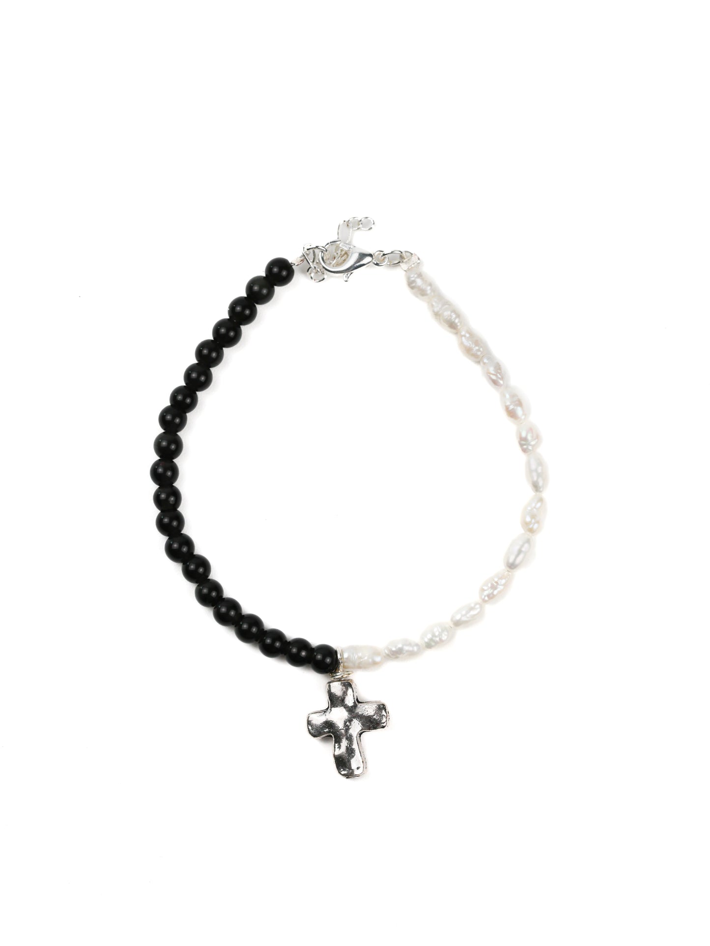Bracelet: Black Obsidian, Pearl