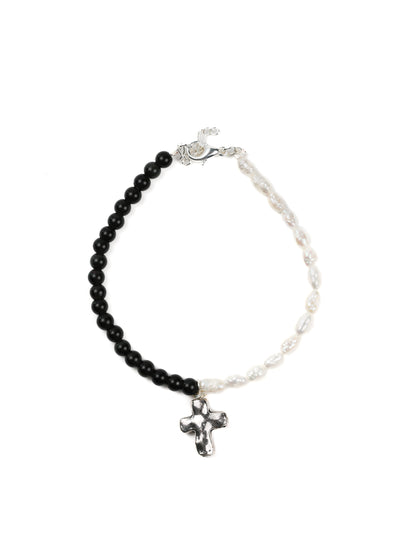 Bracelet: Black Obsidian, Pearl
