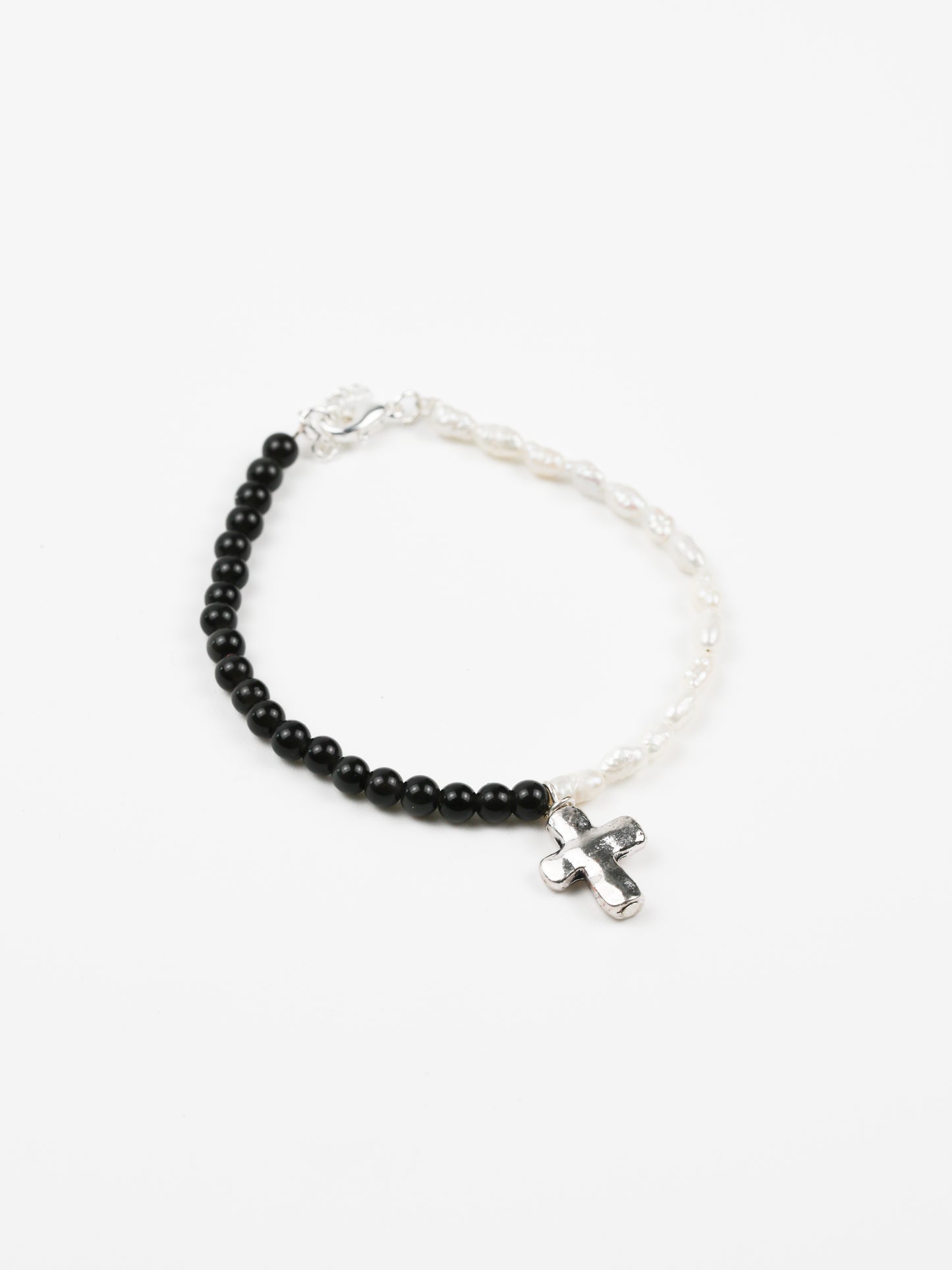 Bracelet: Black Obsidian, Pearl