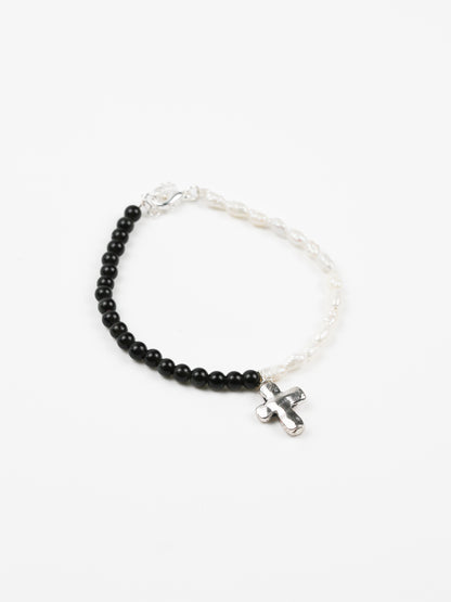Bracelet: Black Obsidian, Pearl