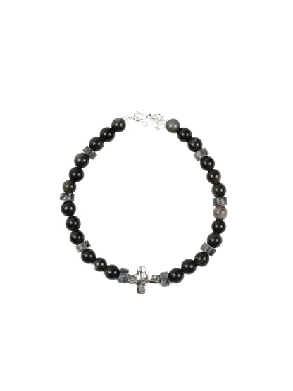 Men's Bracelet: Black Obsidian, Labradorite