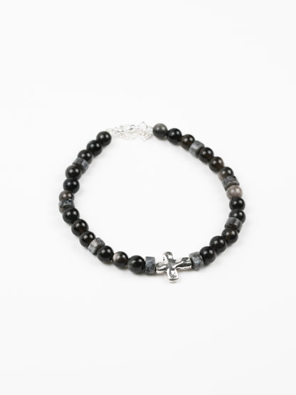 Men's Bracelet: Black Obsidian, Labradorite