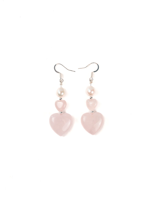 Heartstrings Earring: Rose Quartz, Pearl