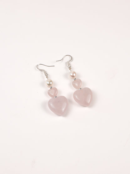 Heartstrings Earring: Rose Quartz, Pearl