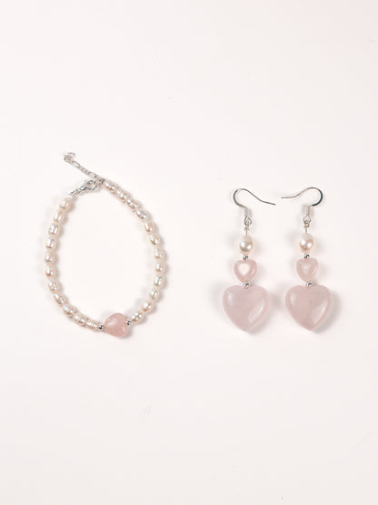 Heartstrings Earring: Rose Quartz, Pearl