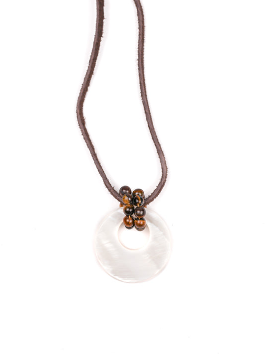 Tiger's Eye/Mother-of-pearl Pendant Necklace
