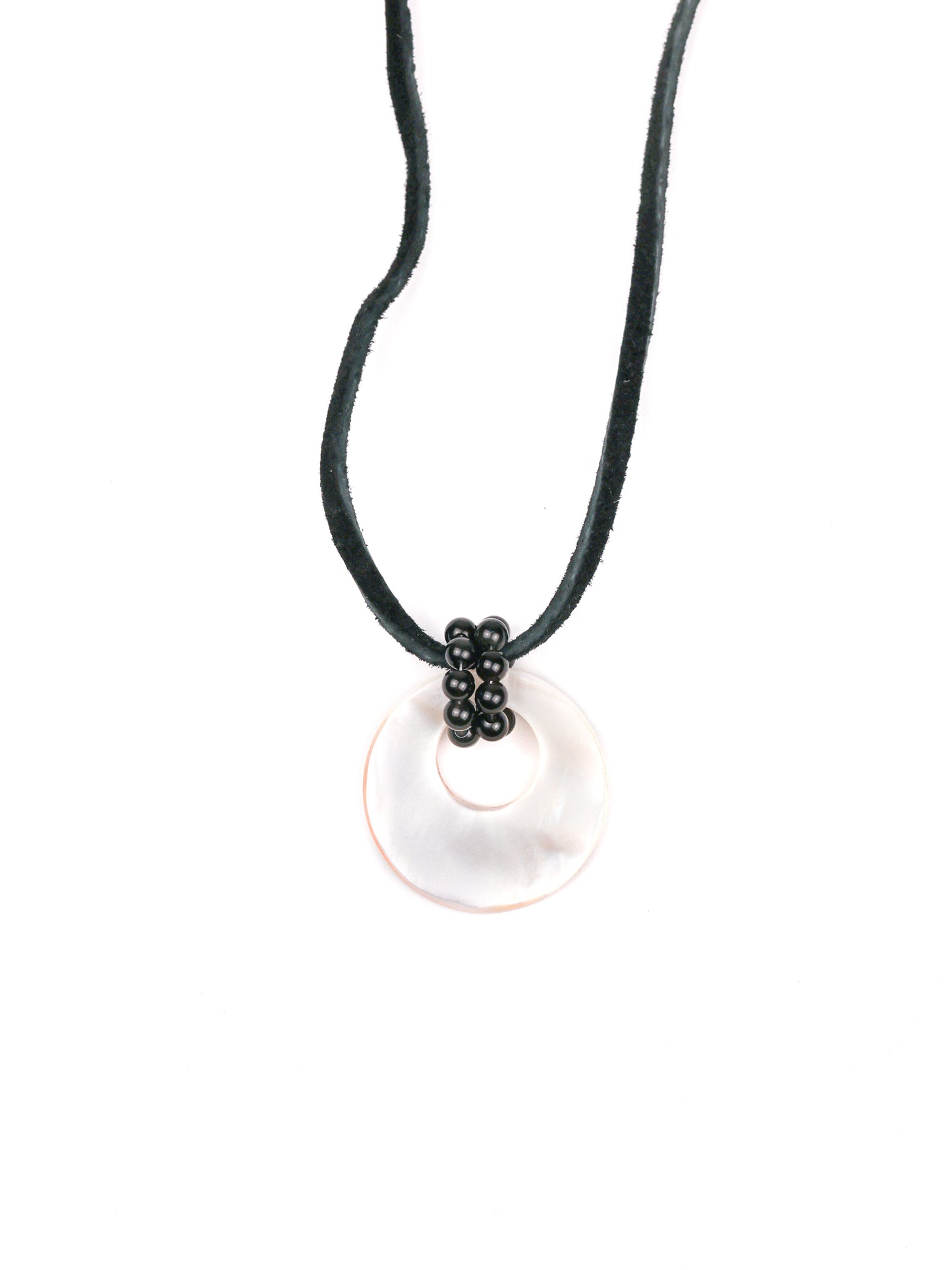 Black Obsidian/Mother-of-pearl Pendant Necklace