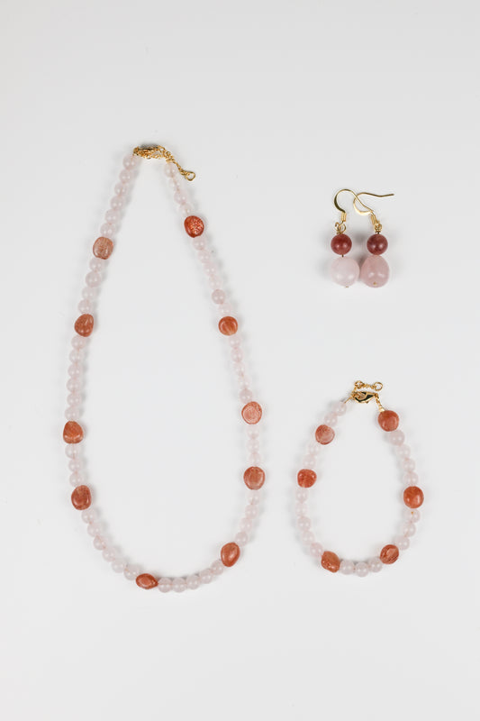 Necklace: Rose Quartz, Sunstone
