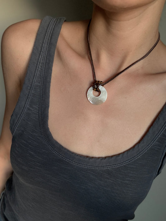 Tiger's Eye/Mother-of-pearl Pendant Necklace