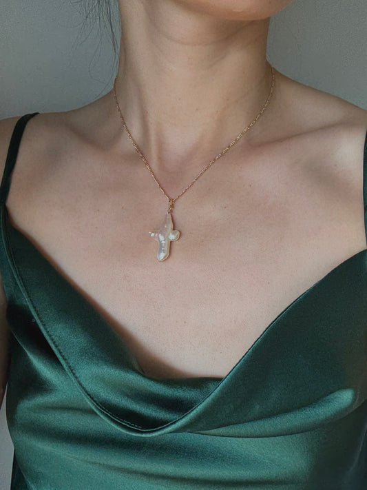 Cross Pearl Pendant